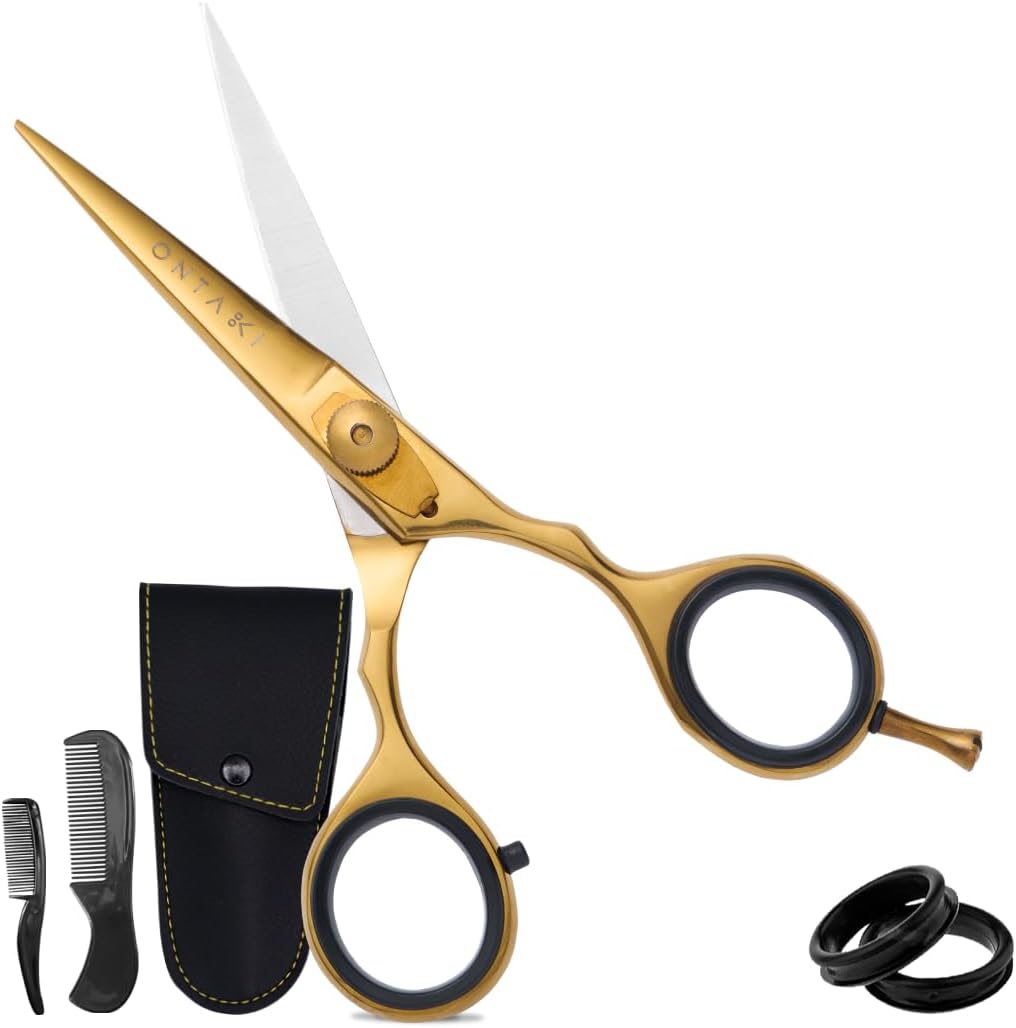 ONTAKI Premium Japanese Steel Beard & Mustache Scissors (5.5")