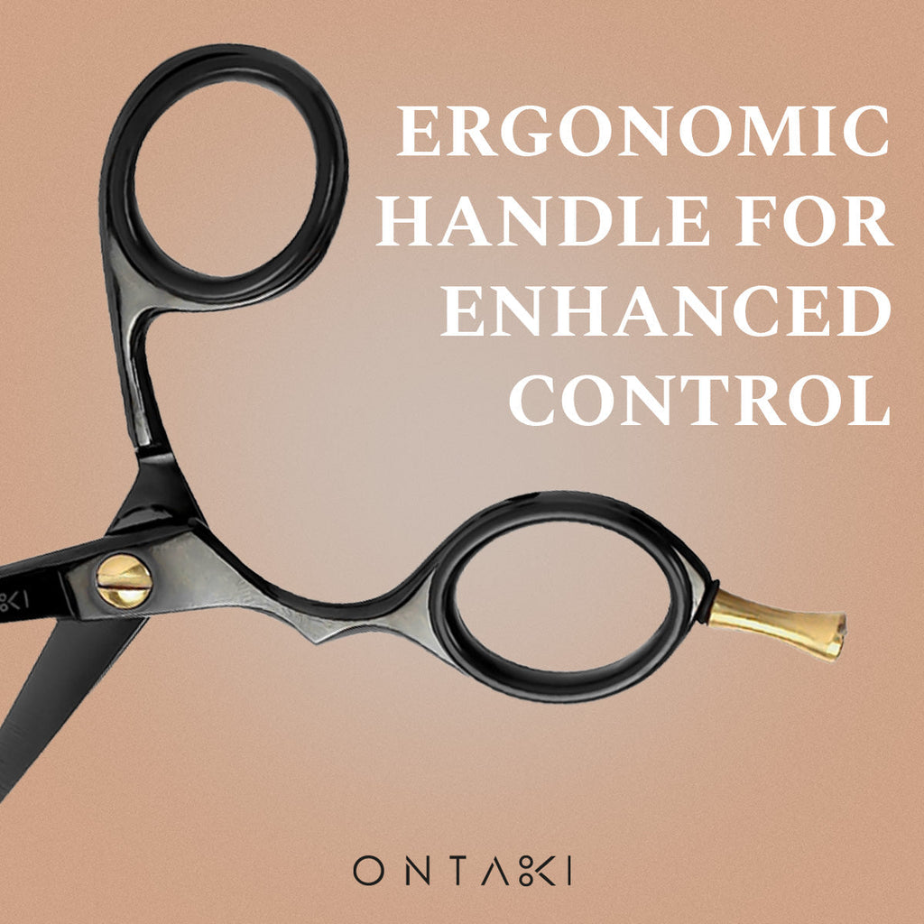 ONTAKI 4.2" Japanese Steel Mustache Scissors with rounded tips and ergonomic handle.