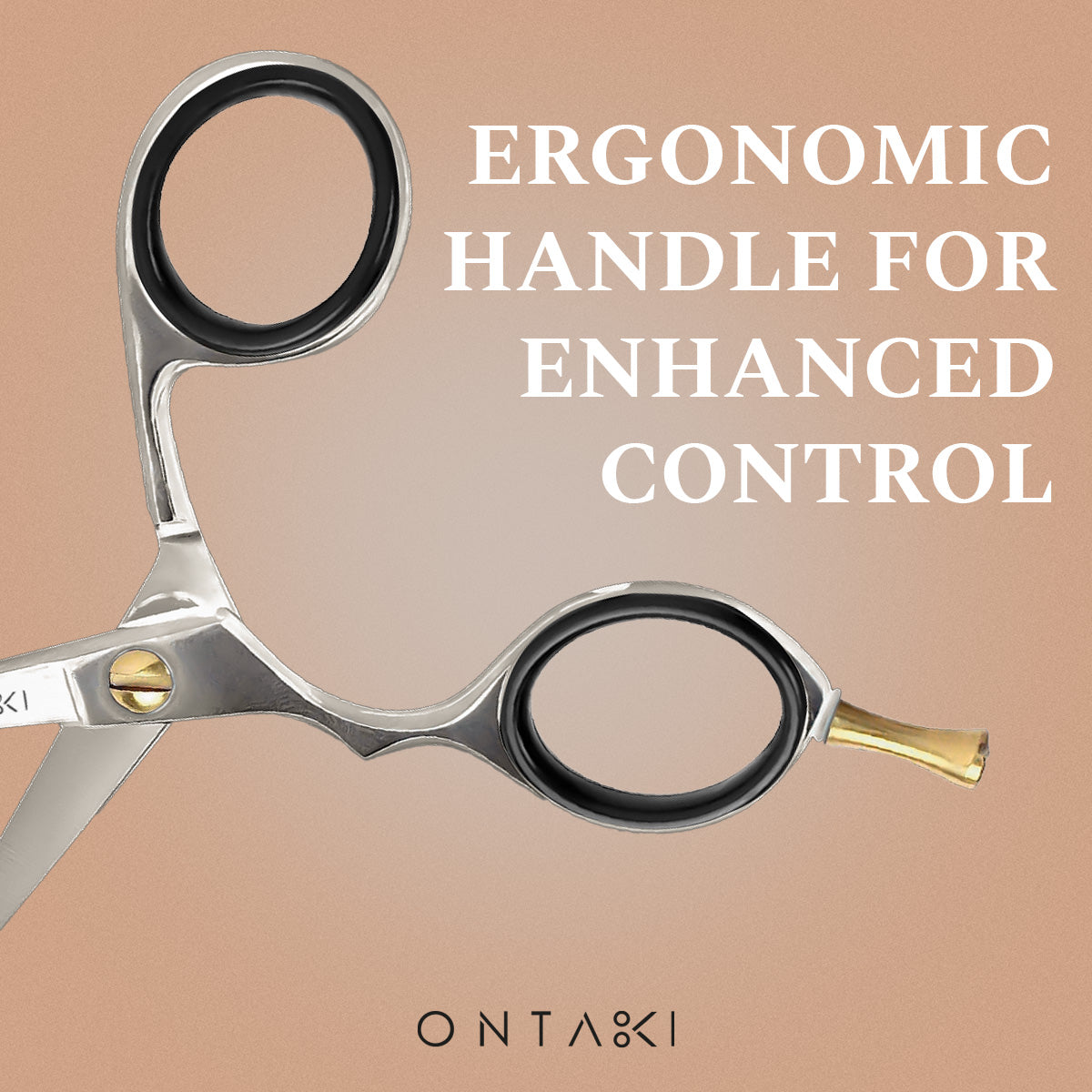 ONTAKI 4.2" Japanese Steel Mustache Scissors with rounded tips and ergonomic handle.