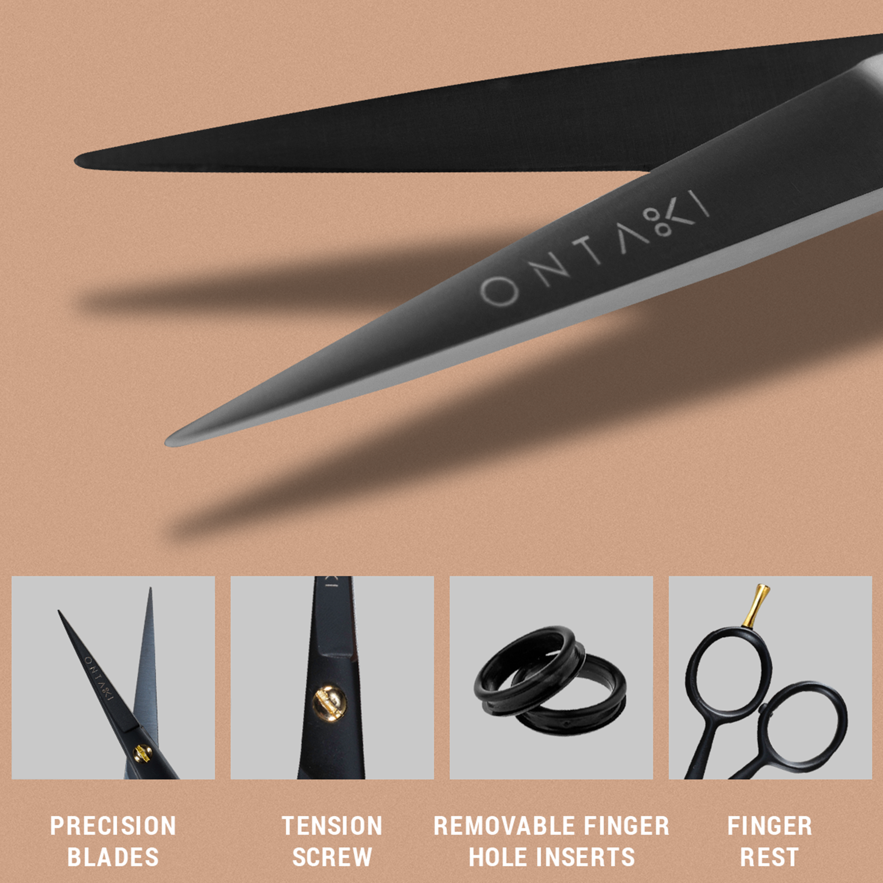 Beard scissors with precision blades and tension screw for grooming.