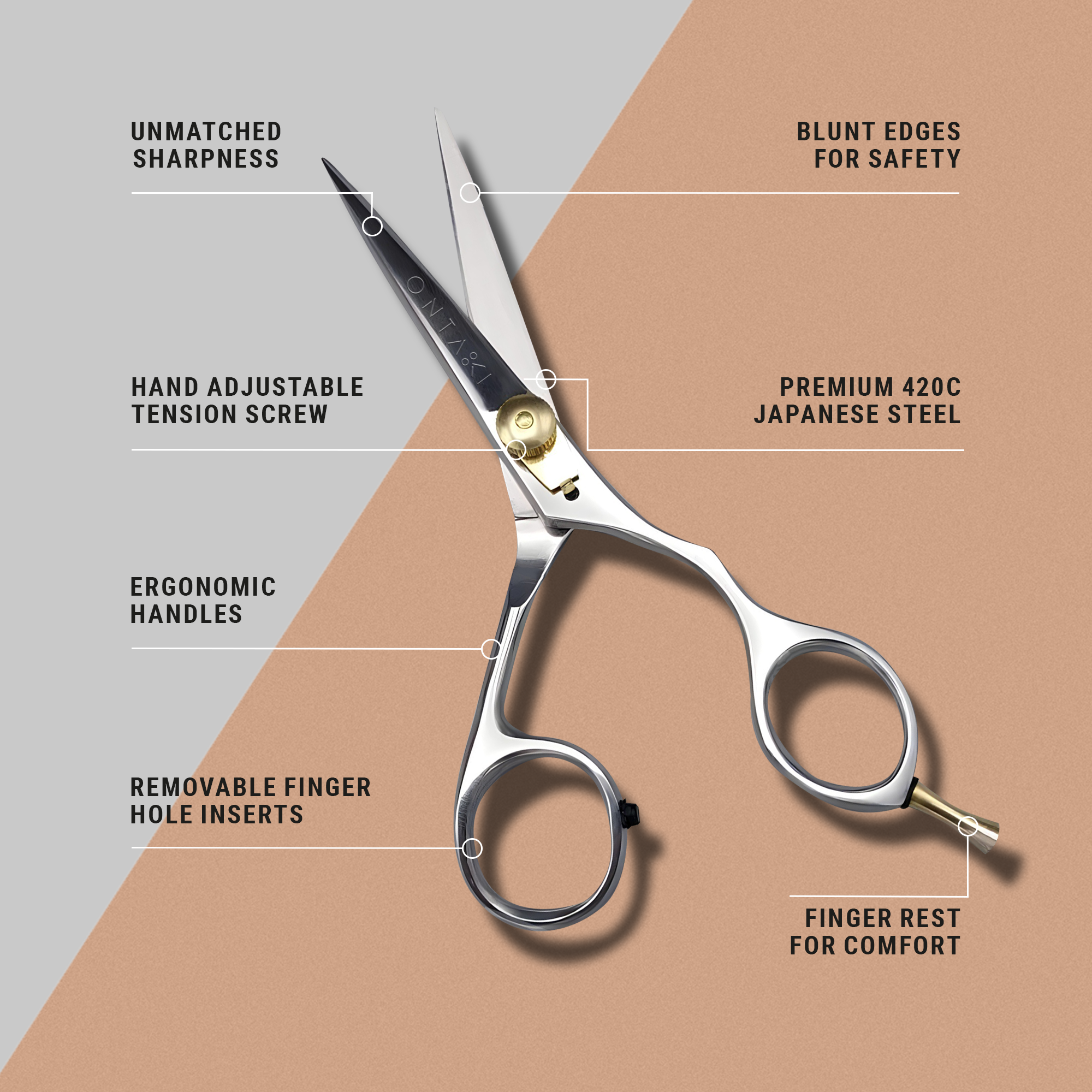 Japanese Steel Beard & Mustache Scissors (5.5") - Ergonomic Design