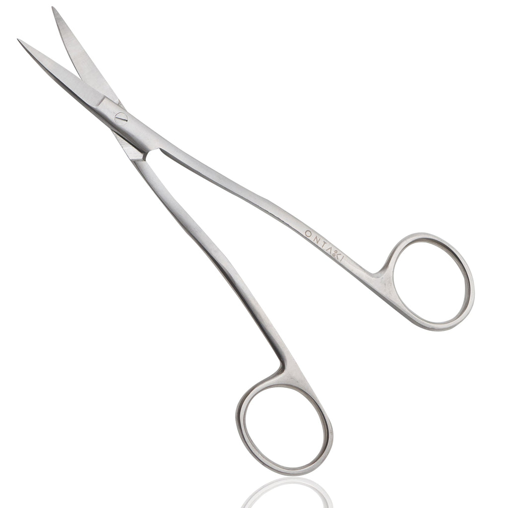 Curved Fabric Scissors by ONTAKI, 6.5-inch stainless steel with precision tip for embroidery.