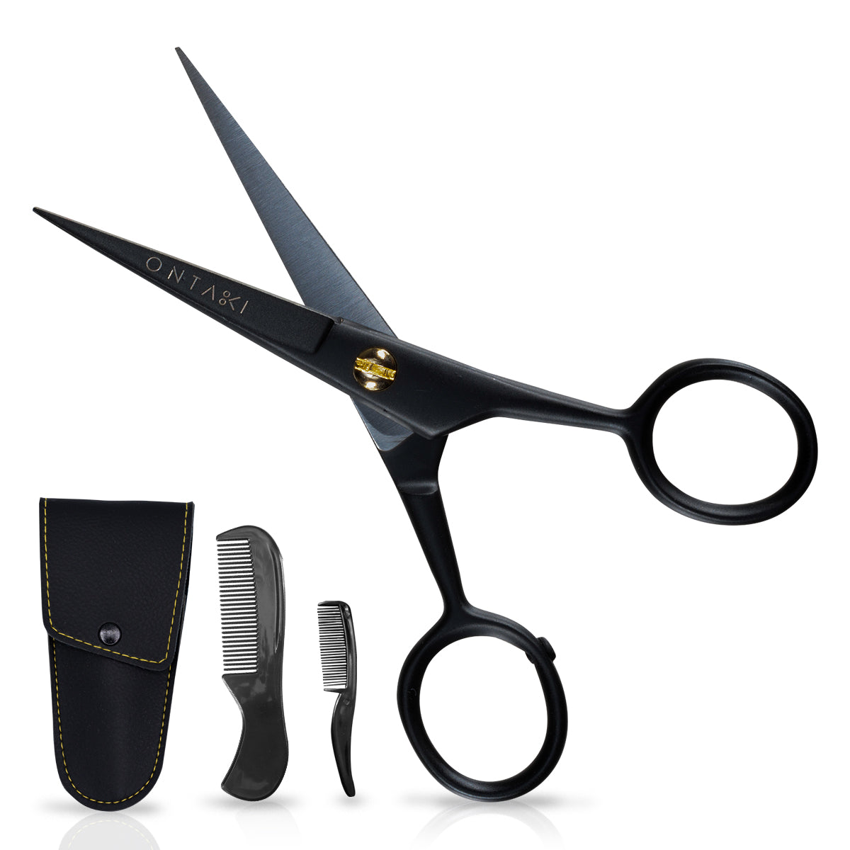 Beard & Mustache Scissors with Comb and PU Leather Case
