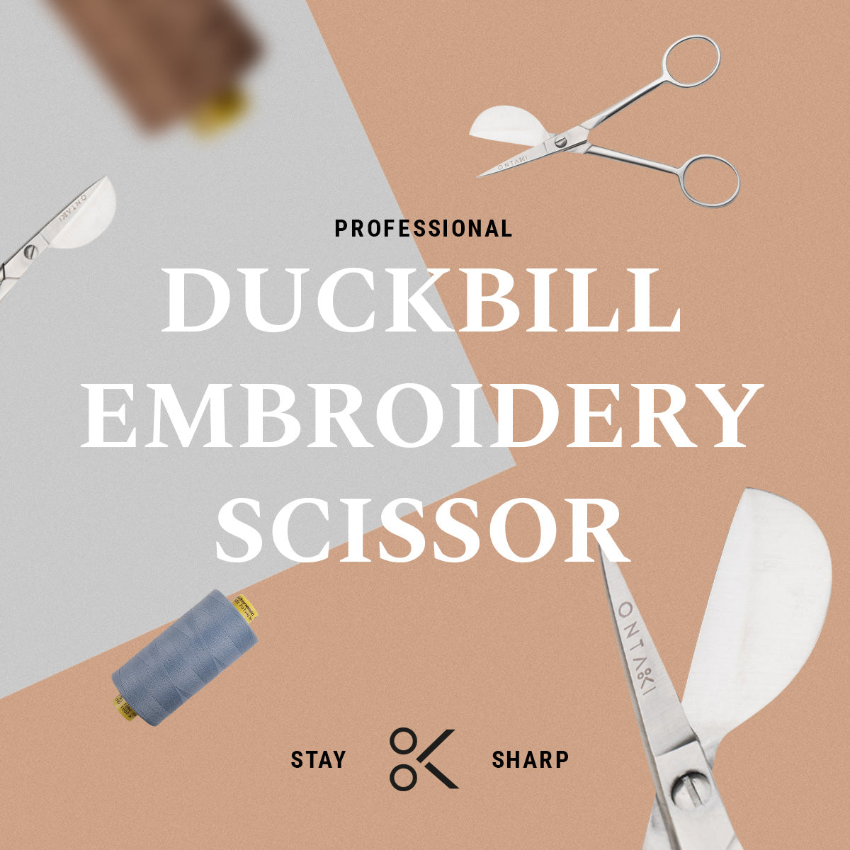 Duckbill embroidery scissors with large blade and carbon steel construction, ideal for knitting and needlework.