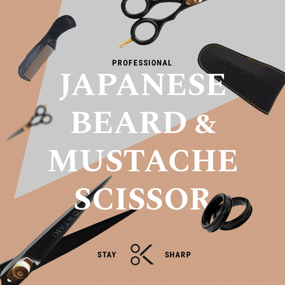 Premium Japanese Steel Beard Scissors with black and gold design, ideal for precision grooming.