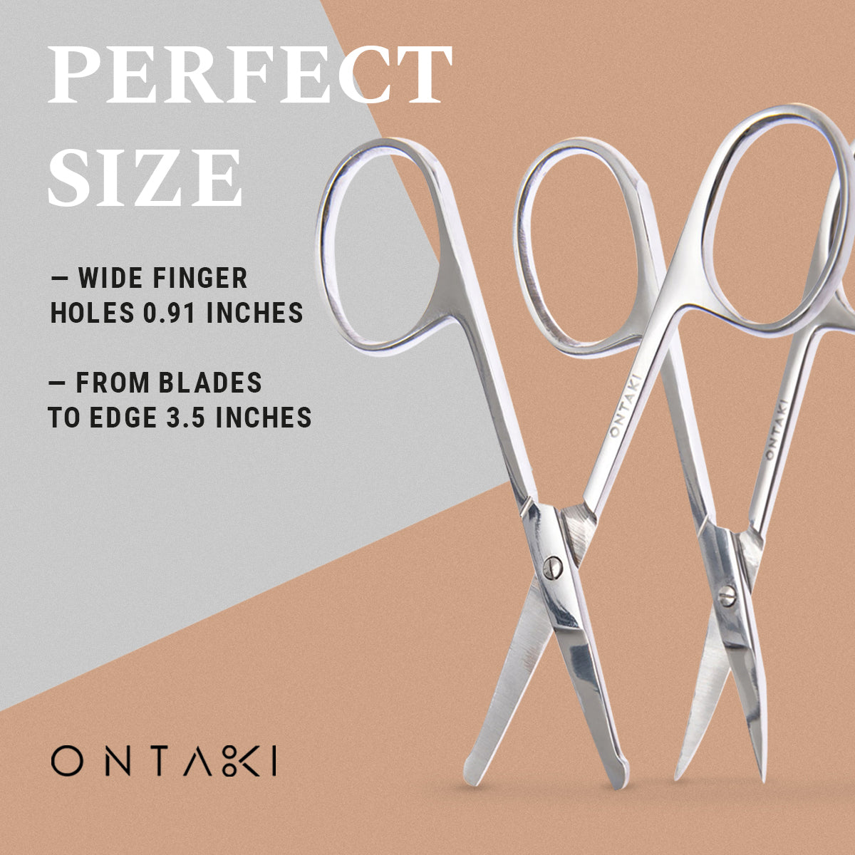 ONTAKI facial hair grooming scissors set with curved and rounded tips, ideal for professional trimming and precision.