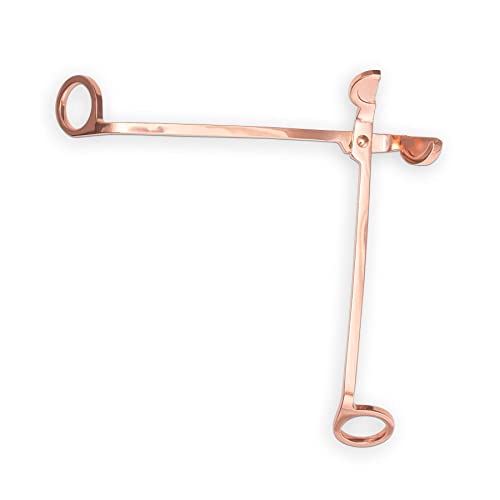 Premium candle wick trimmer with long-neck safety handle in rose gold.
