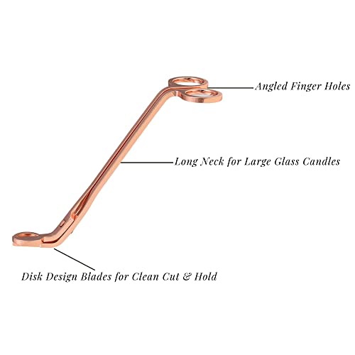 Premium candle wick trimmer with angled finger holes and long neck design.