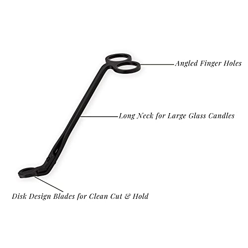 Candle Wick Trimmer with ergonomic long-neck handle and angled finger holes.