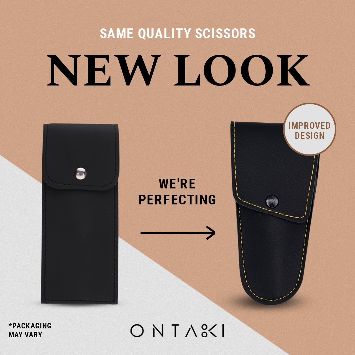 ONTAKI Premium Japanese Steel Beard Scissors with New Look and Improved Design in Black Case.